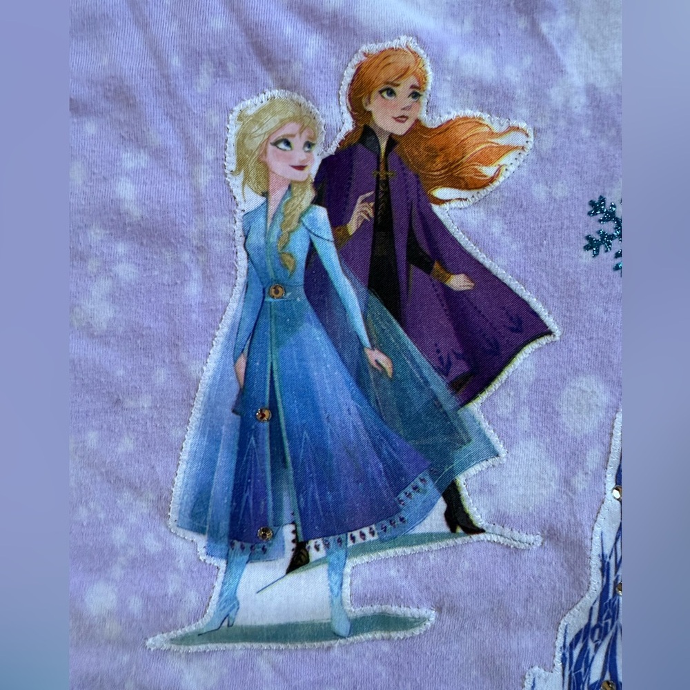 Frozen 2 Girls Purple Long Sleeve Shirt with patches by Kavio / Denny’s Sz 5-6 - Picture 7 of 14